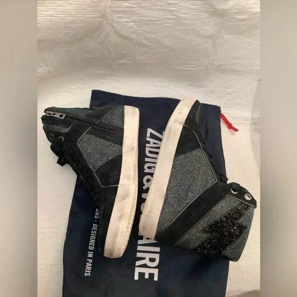 Zadig & Voltaire High Flash Shift Sparkle Leather Sneakers High T…​​​ - Picture 4 of 15